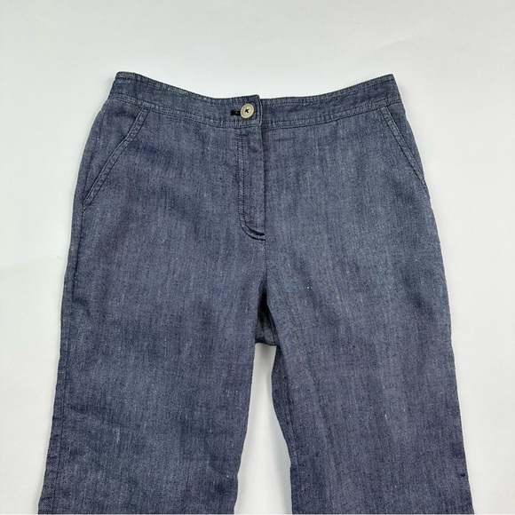 Anthropologie Ett:Twa Chambray Linen Ruffle Hem Wide Leg Pants Size 0 - Picture 3 of 10